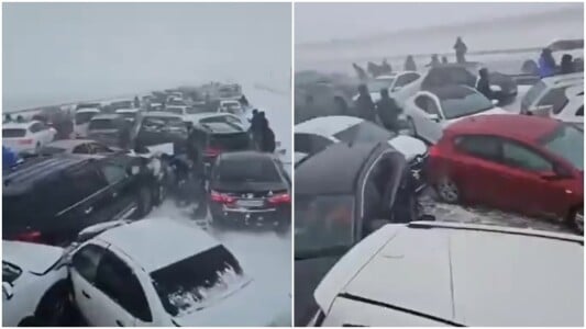 Imagini de la accidentul cu 95 de mașini de pe o autostradă înghețată, ...