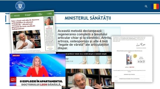 Imaginea Andreei Esca, a medicului Leon Dănăilă și sigla Guvernului, ...