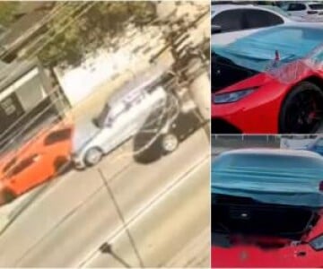 Momentul în care este înscenat accidentul cu Lamborghini din Cluj. Voiau să ...